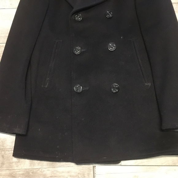 Vintage 1970's Vietnam NAM Era Navy Peacoat Overcoat Trench Jacket Men's Size 36